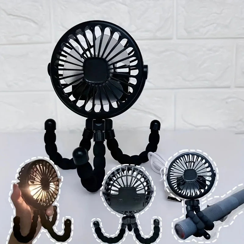 1pc, Stroller Fan Hand Held Rechargeable USB Bladeless Small Folding