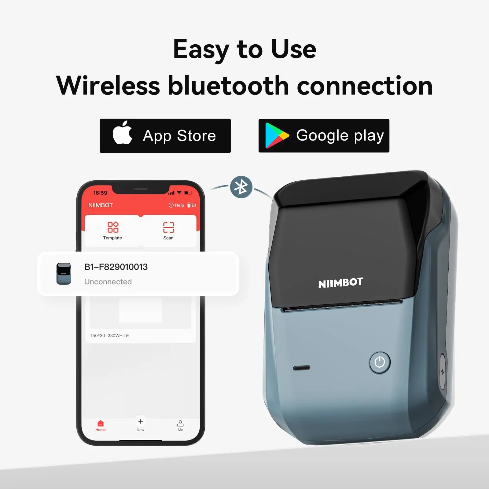 Niimbot B1 Label Maker Bluetooth Portable 2 Inch Thermal Label Print