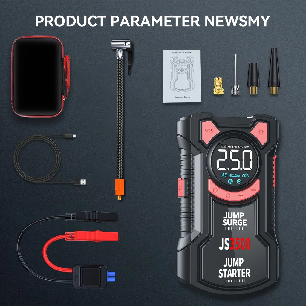 5 – in – 1 Multifunctional Air Pump Jump Starter with Air Compressor