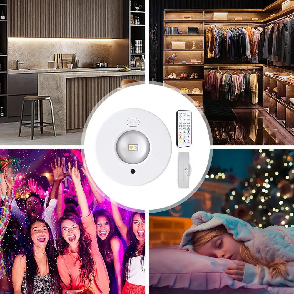 Puck Lights with Remote Magnetic Under Cabinet Indoor Lighting 500mA