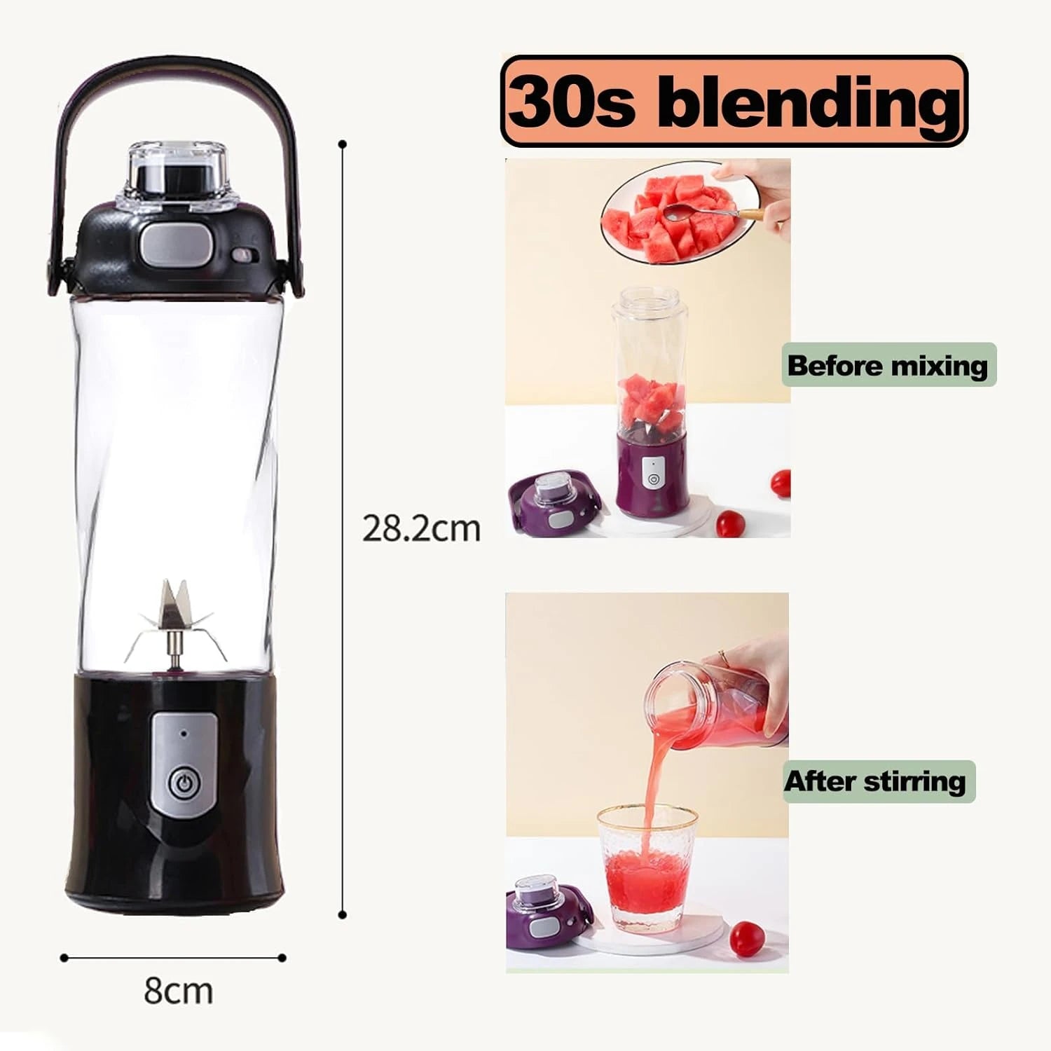 Compact and Convenient White Portable Mini USB Blender with Ultra Si