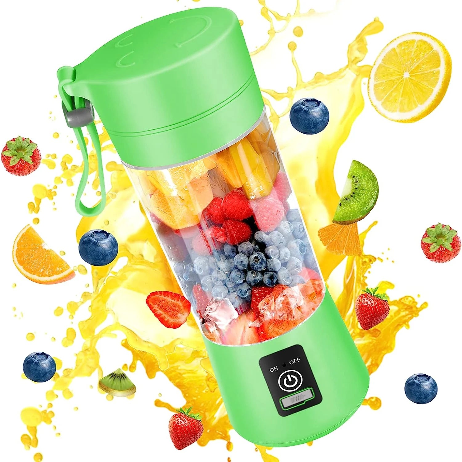 Travel – Ready Portable Green USB Rechargeable Blender with 6 Stainl