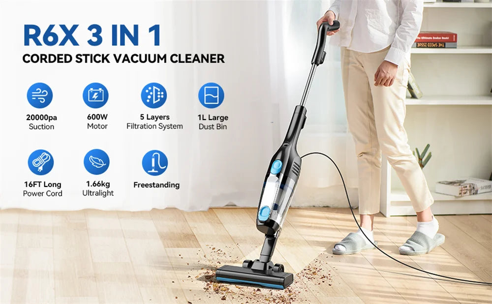 INSE R3S Corded Vacuum Cleaner 16Kpa 6M Extra Long Cord Handheld Vac