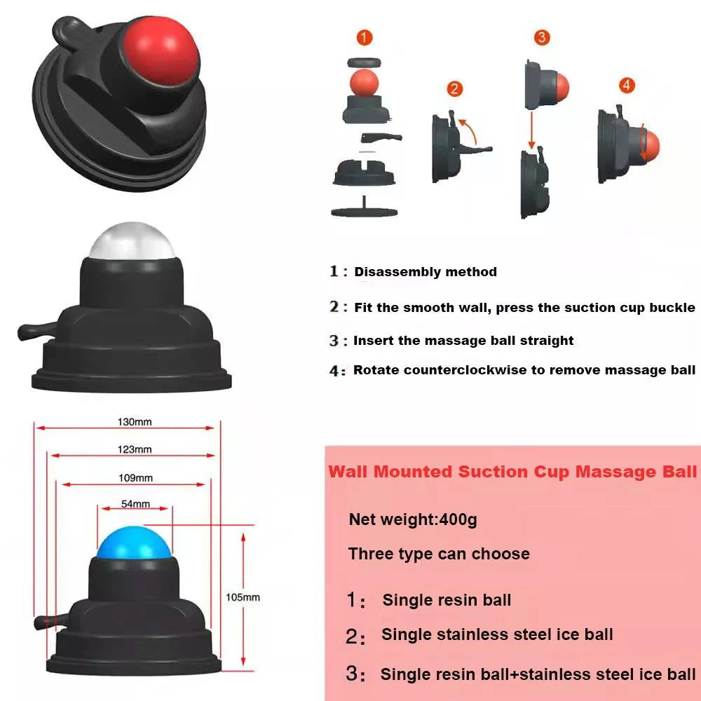 New Design Massage Ball Deep Tissue Roller Suction Cup Self Back Mas