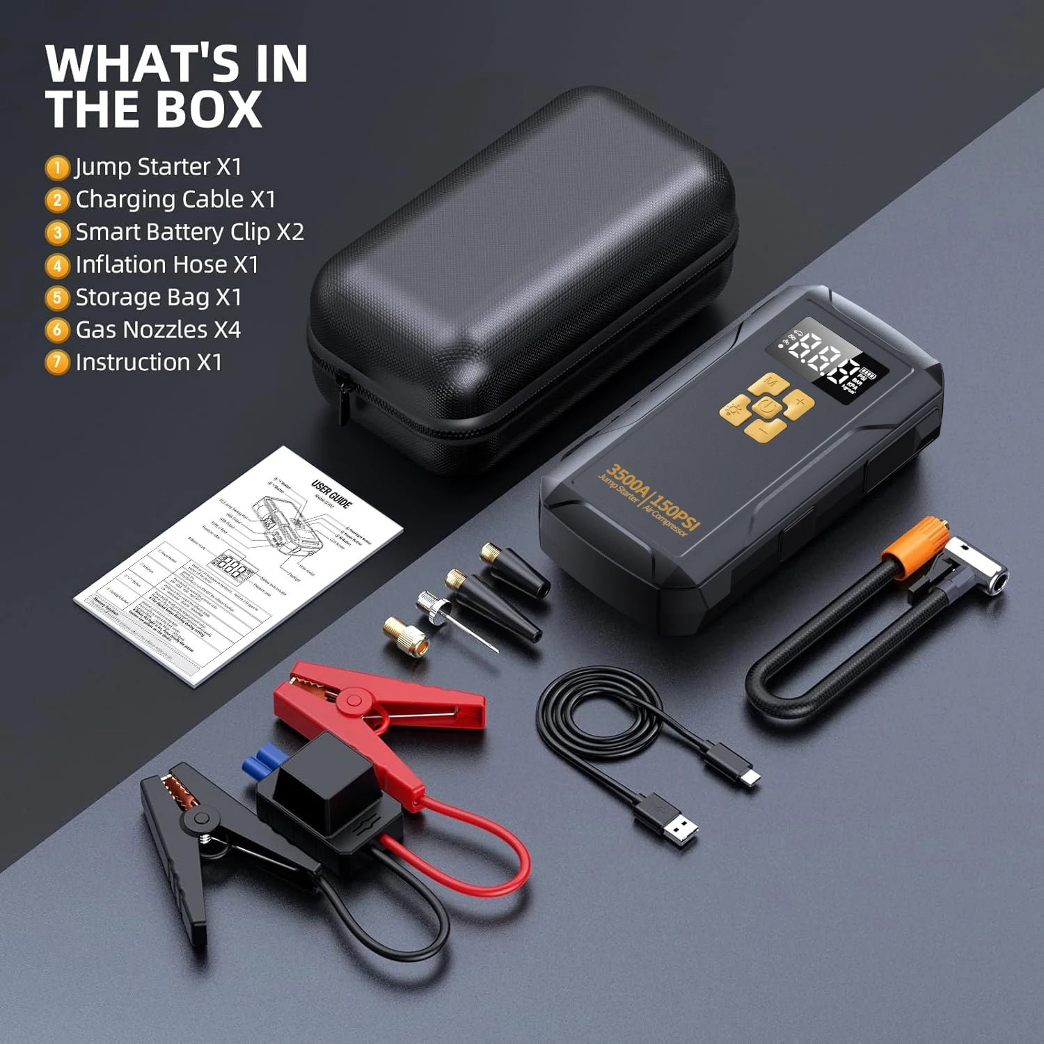 Jump Starter with Air Compressor 3500A Jump Starter 150PSI Air Pump