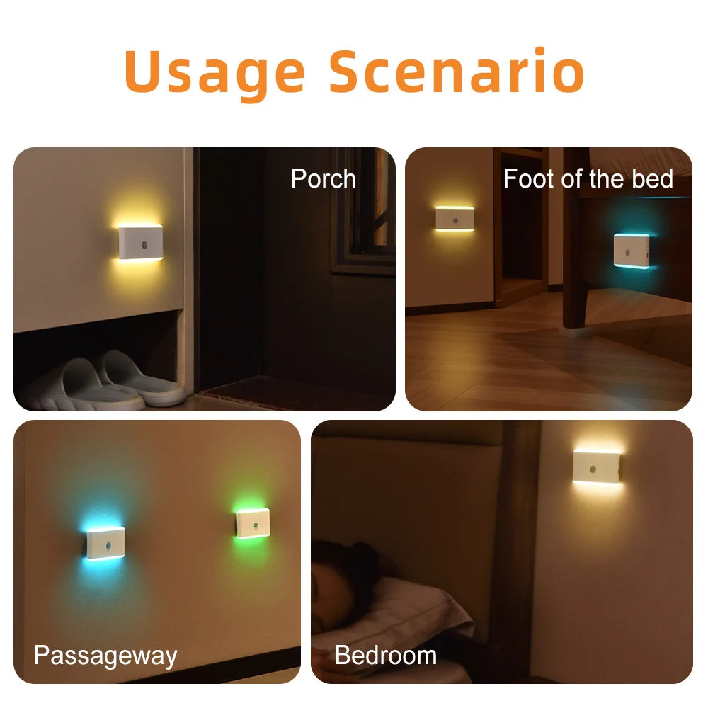 2PCS Magnetic Motion Sensor Night Light USB Rechargeable 5 Colors 10