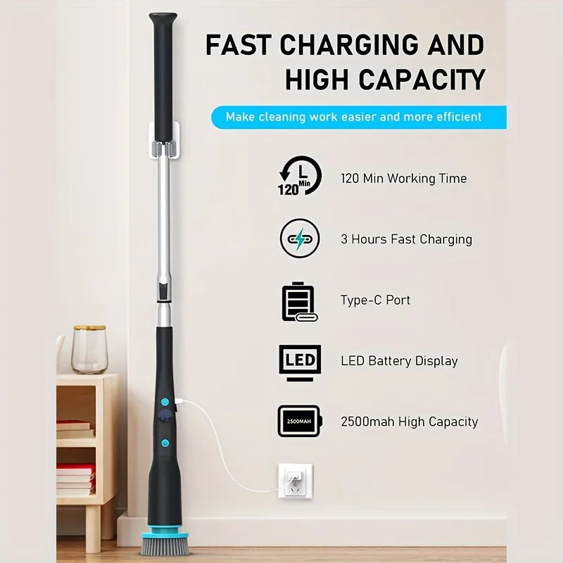 Electric Spin Scrubber with 7 Replaceable Brush Heads Strong Power C
