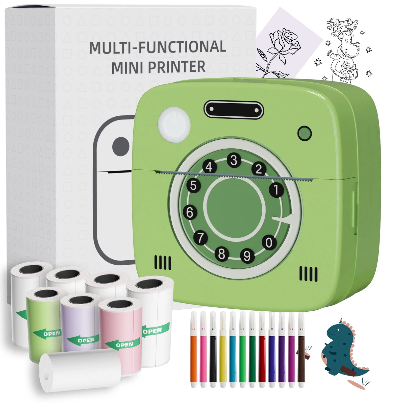 M1 Photo Pocket Printer with 2 Roll for IOS Android Bluetooth Mini P