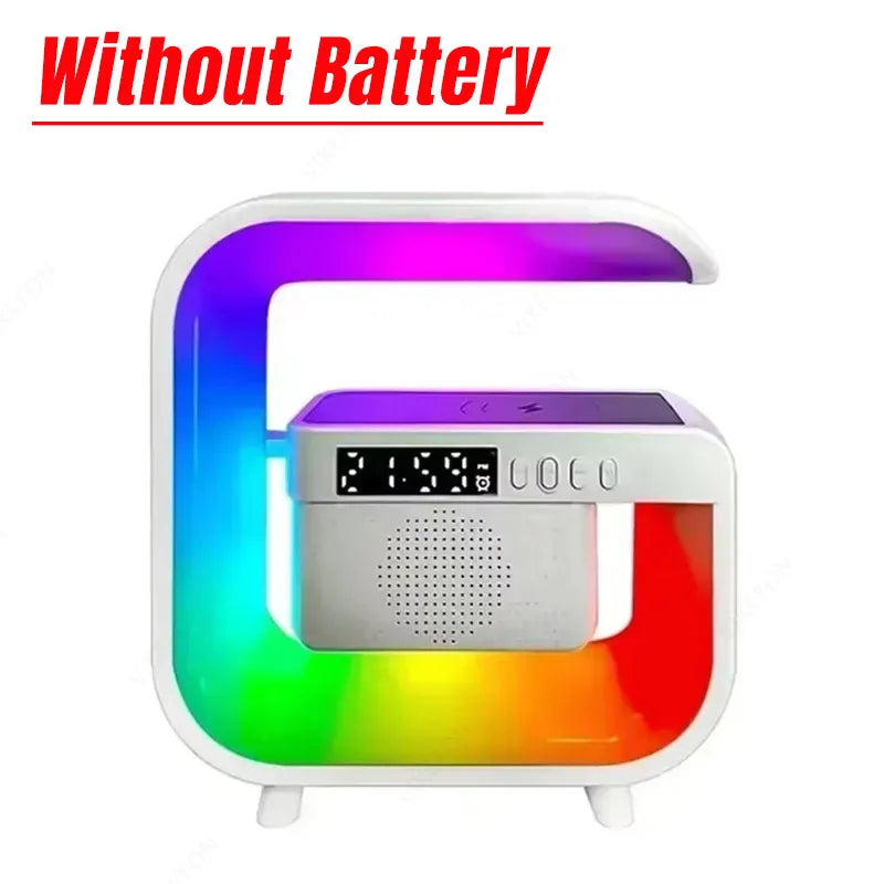 Wireless Charger Station Desk Lamp Night Light Alarm Clock Bluetooth