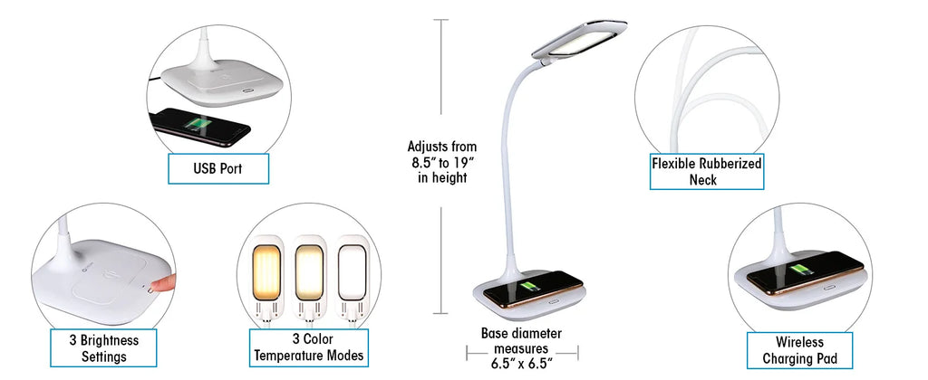 LED Desk Lamp with Wireless Charging – Designed to Reduce Eyestrain