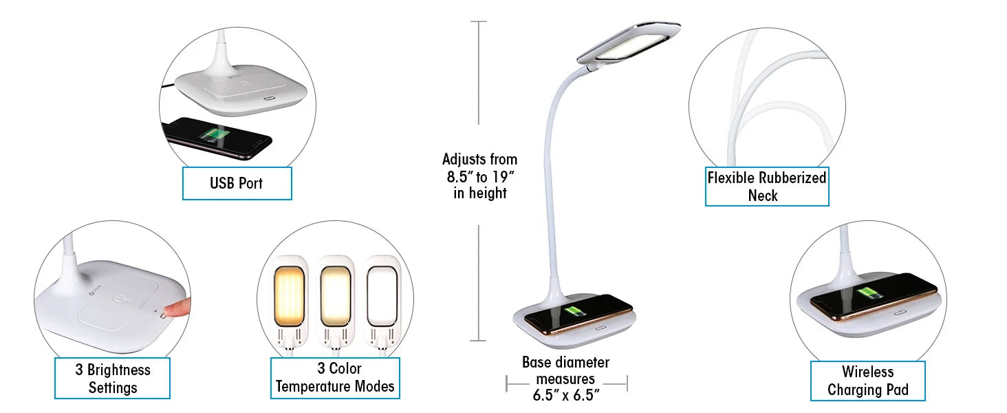 LED Desk Lamp with Wireless Charging – Designed to Reduce Eyestrain