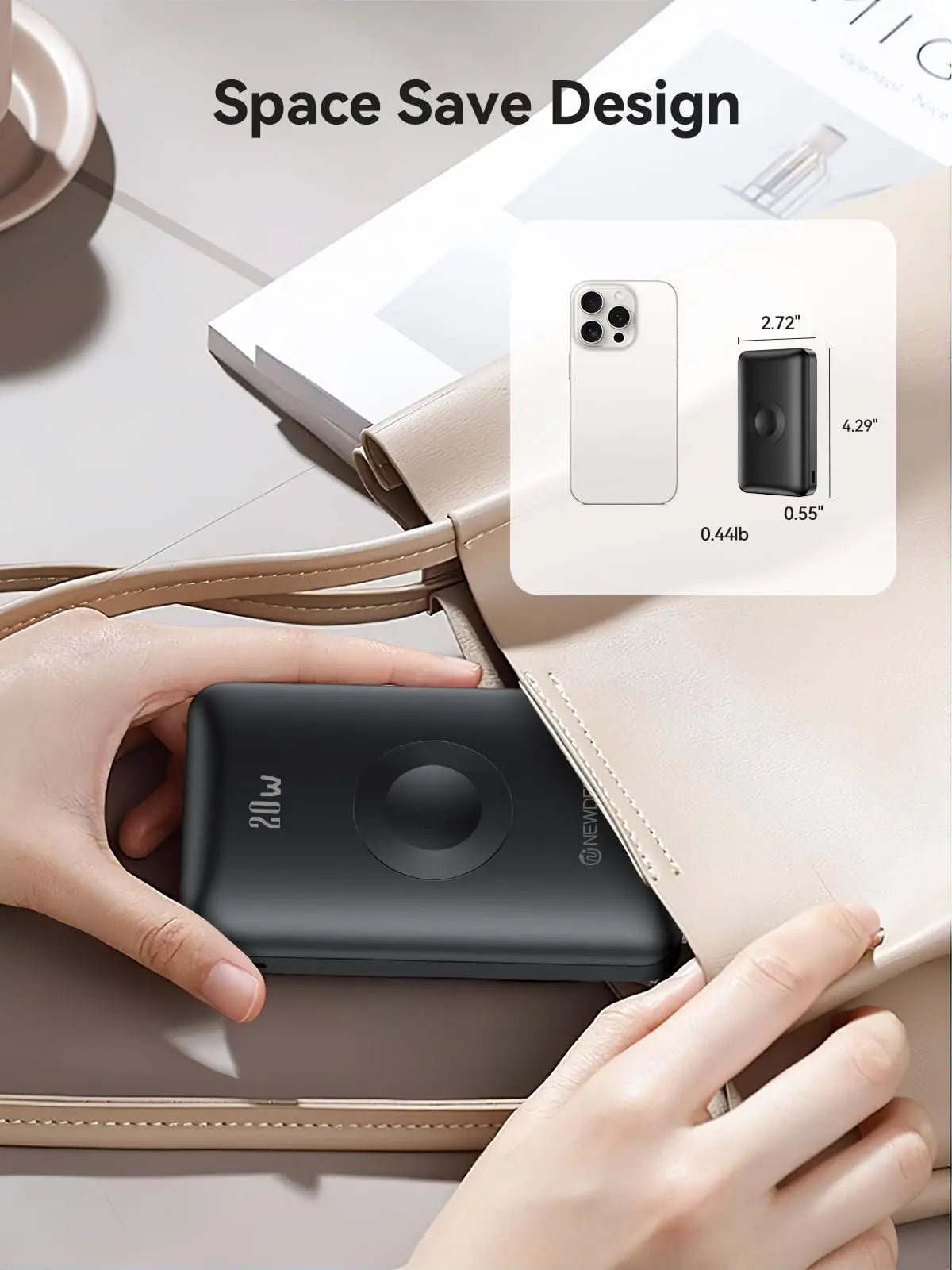 NEWDERY10000mAh Magnetic Wireless Power Bank for Apple Watch /9/8/7/