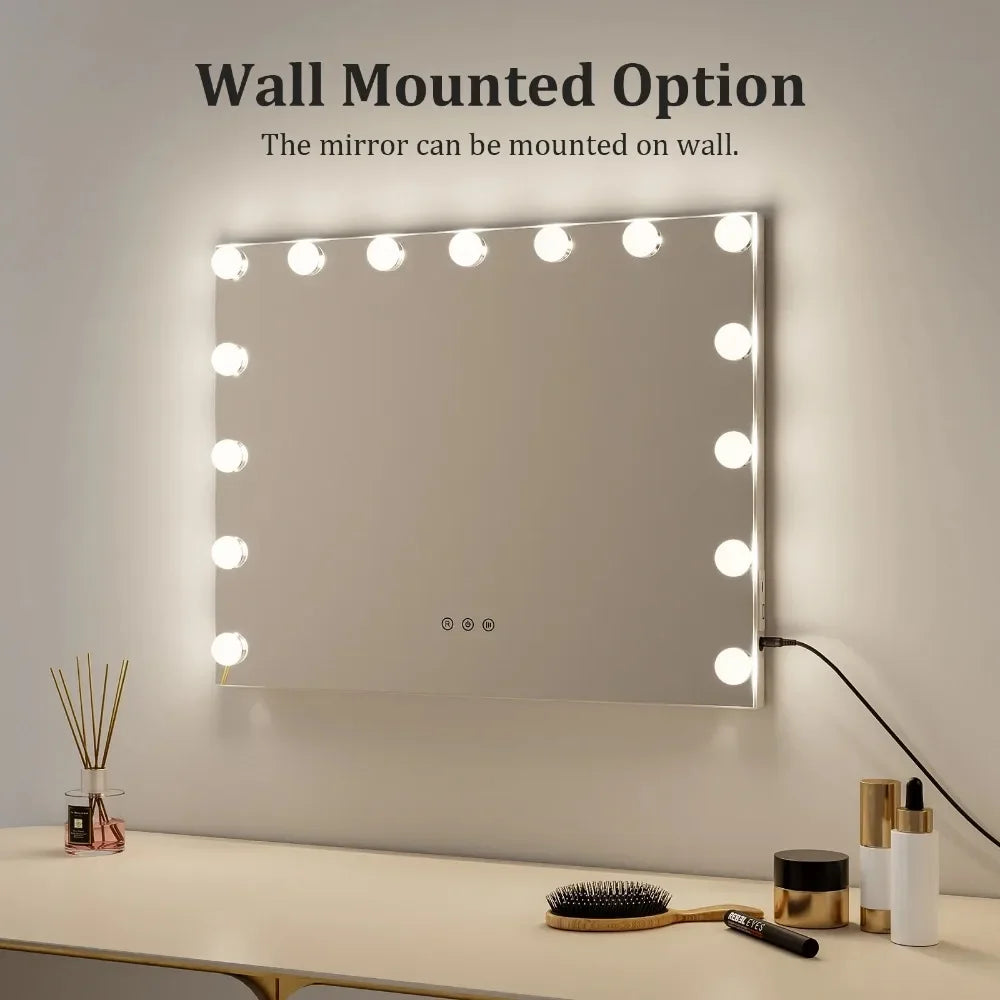 Bluetooth Audio Makeup Mirror with LED Light – 3 Color Modes, Smart