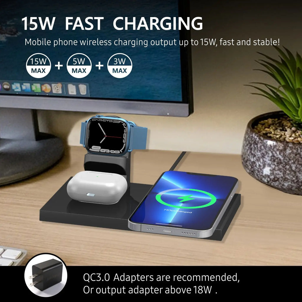 3 in 1 Wireless Charging Station,Charger Station ,Foldable Charging