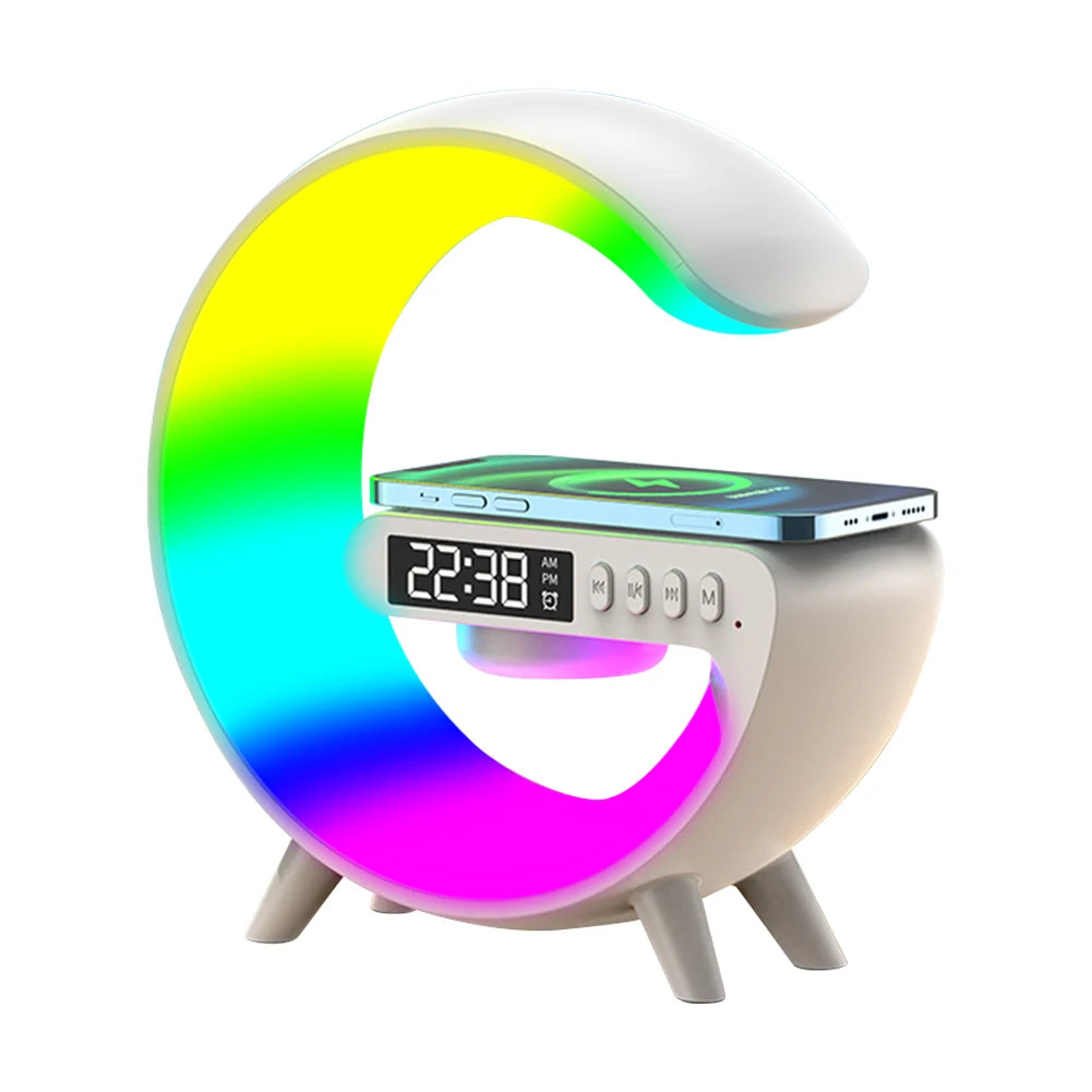 Wireless Speaker Charger Table Lamp with Alarm Clock Charging Functi