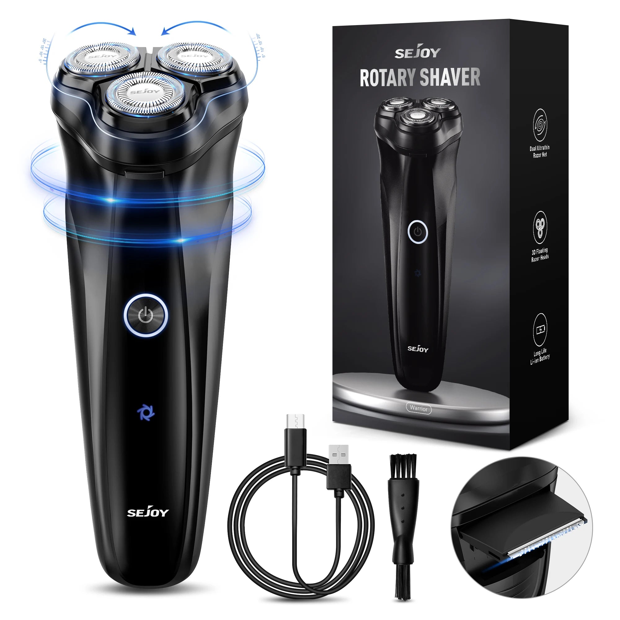 Sejoy Electric Razor Beard Shavers for Men 3D Cordless Rechargeable