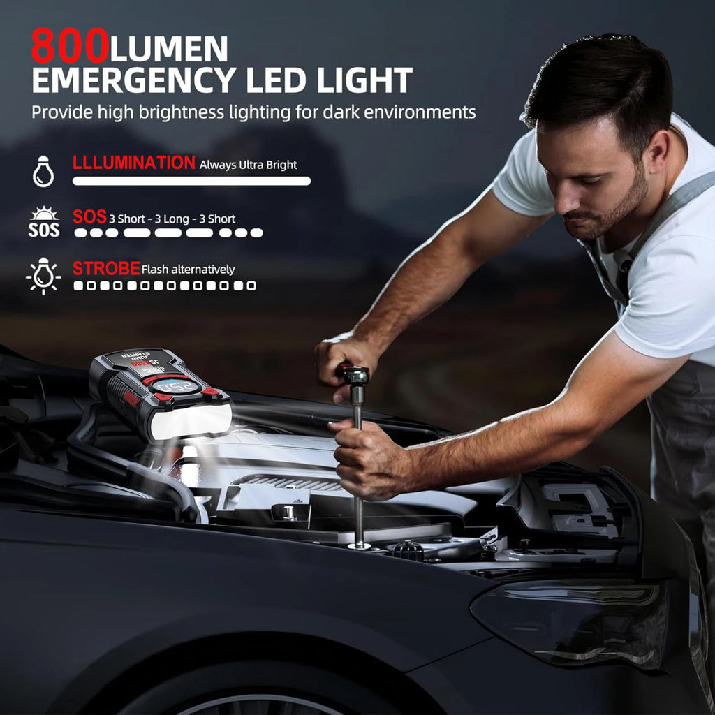 5 – in – 1 Multifunctional Air Pump Jump Starter with Air Compressor