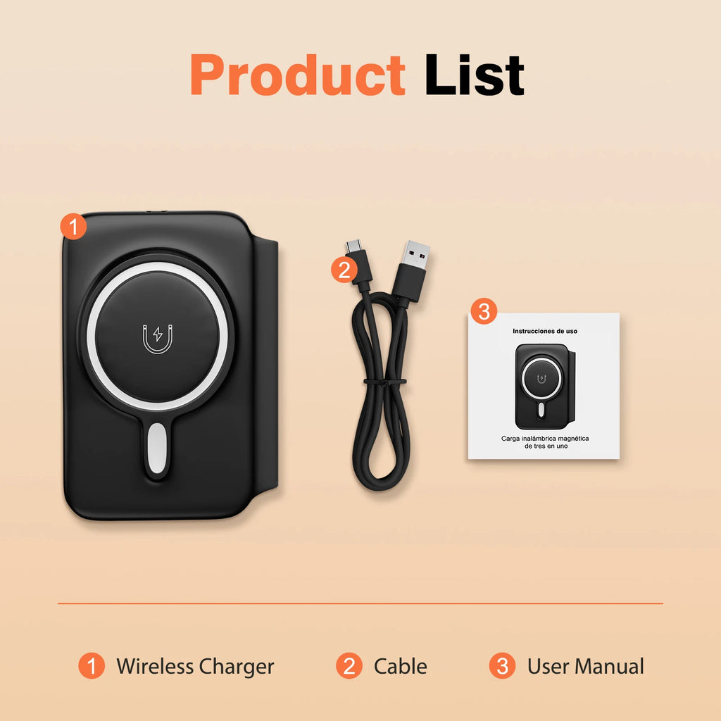 3 in 1 Wireless Charger Station Magnetic Foldable 15W for Apple Devi
