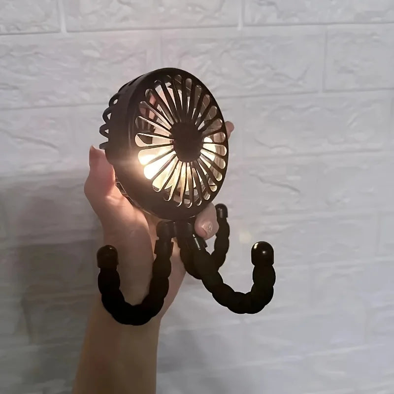 1pc, Stroller Fan Hand Held Rechargeable USB Bladeless Small Folding