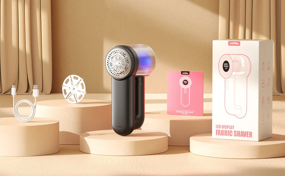 ColdSky Rechargeable Fabric Shaver Electric Lint Remover with Digita