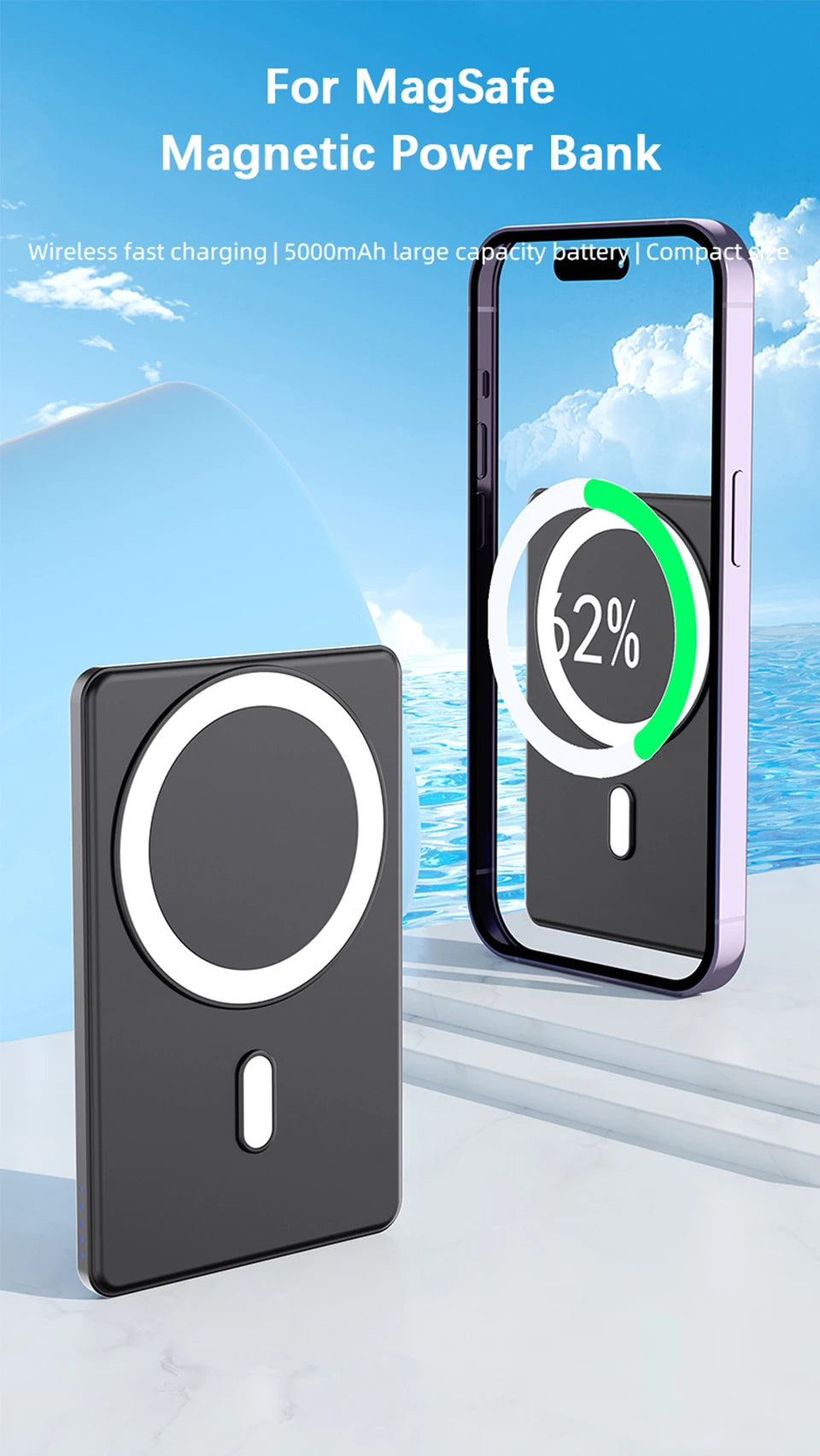 Magnetic Wireless Power Bank for Magsafe for IPhone 16 15 14 13 12 P