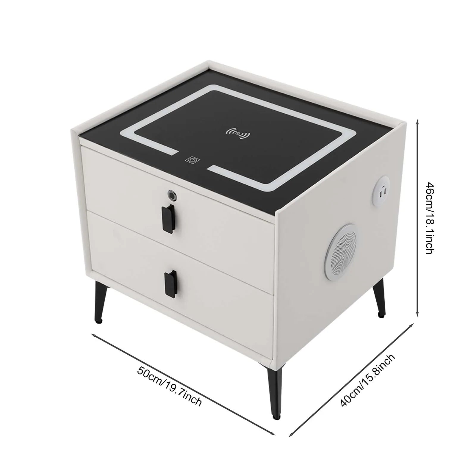 Modern 2 – Drawer Smart Bedside Table with Wireless Charging USB Por