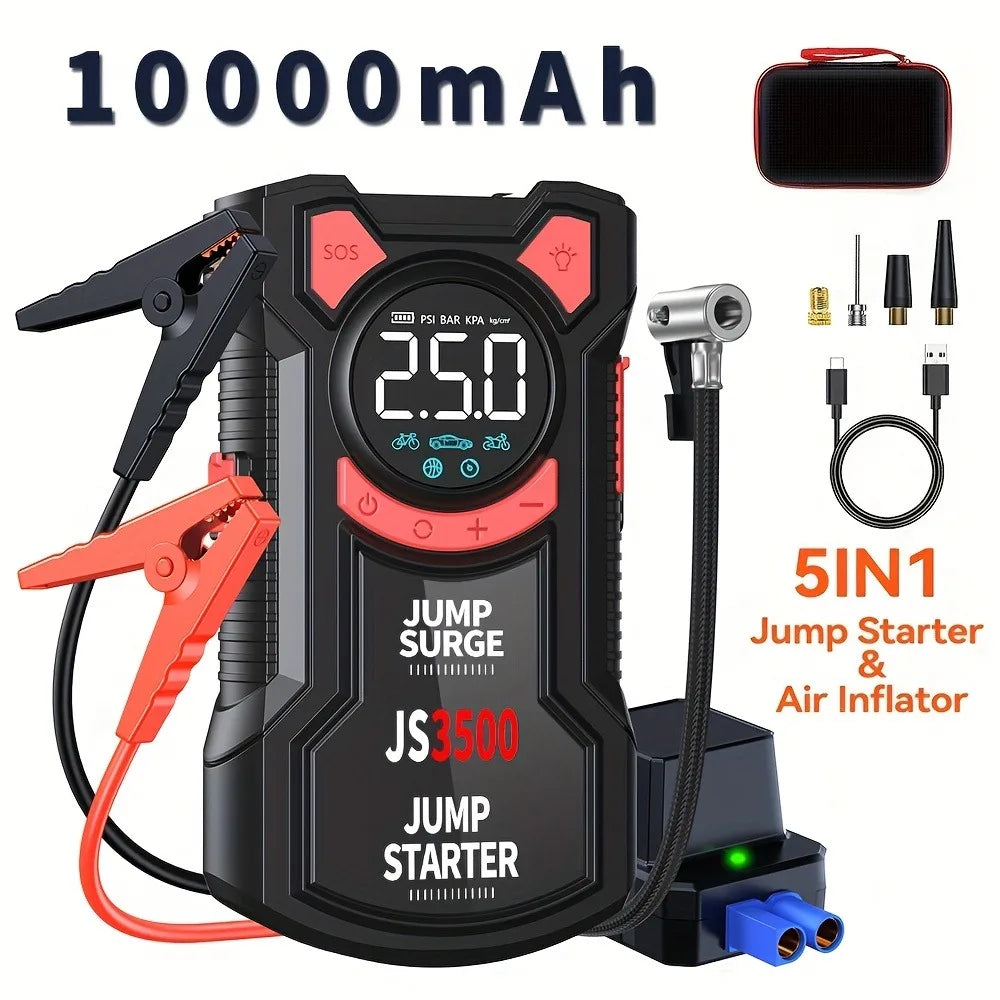 5 – in – 1 Multifunctional Air Pump Jump Starter with Air Compressor