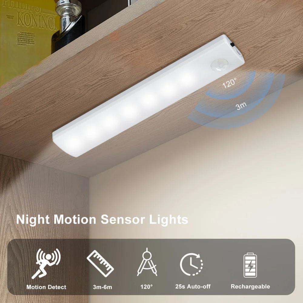 6 Pack Motion Sensor Lights Ultra – Thin USB – C Rechargeable Batter
