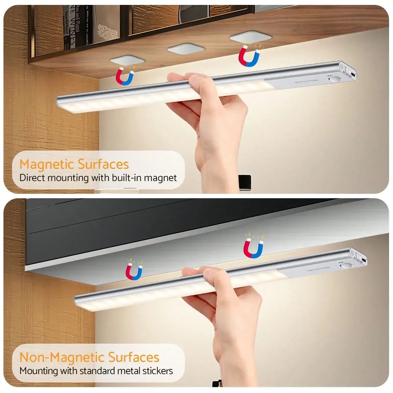 Under Cabinet Lights 64 LED Sensor Magnetic 3000mAh Rechargeable 3 C