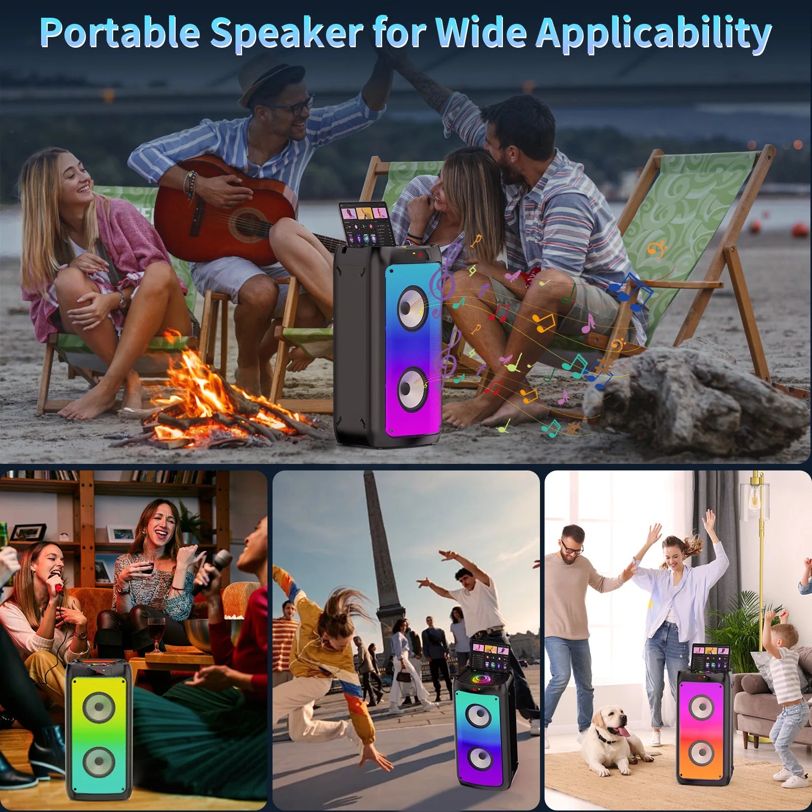 Wireless Bluetooth Speaker, Karaoke Machine with 2 Microphone, Home