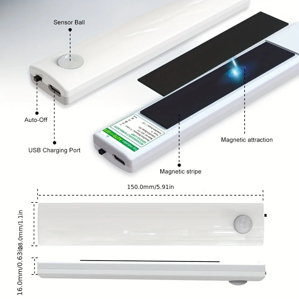 6 Pack Motion Sensor Lights Ultra – Thin USB – C Rechargeable Batter