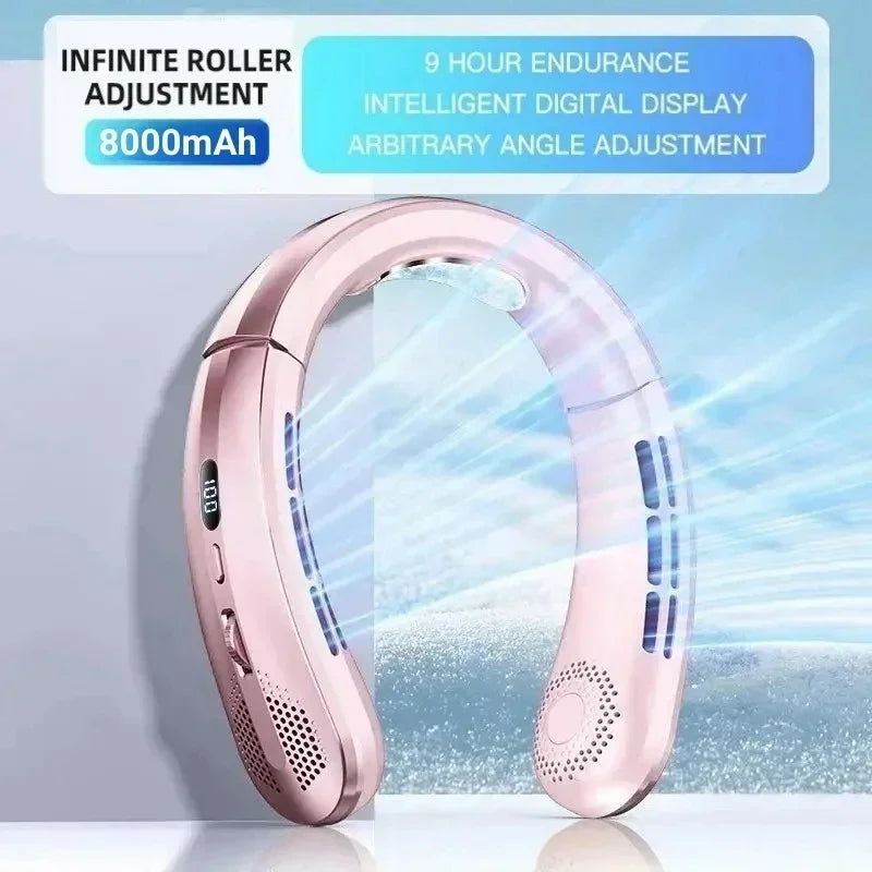 8000mAh USB Hanging Neck Fan Portable Bladeless Mini Rechargeable Mu