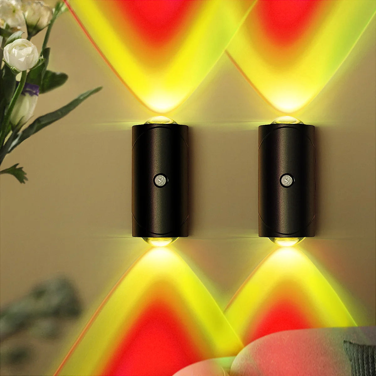 LED Motion Sensor Wall Sconce Lights, 3 Modes, 8 Lighting Colors, US