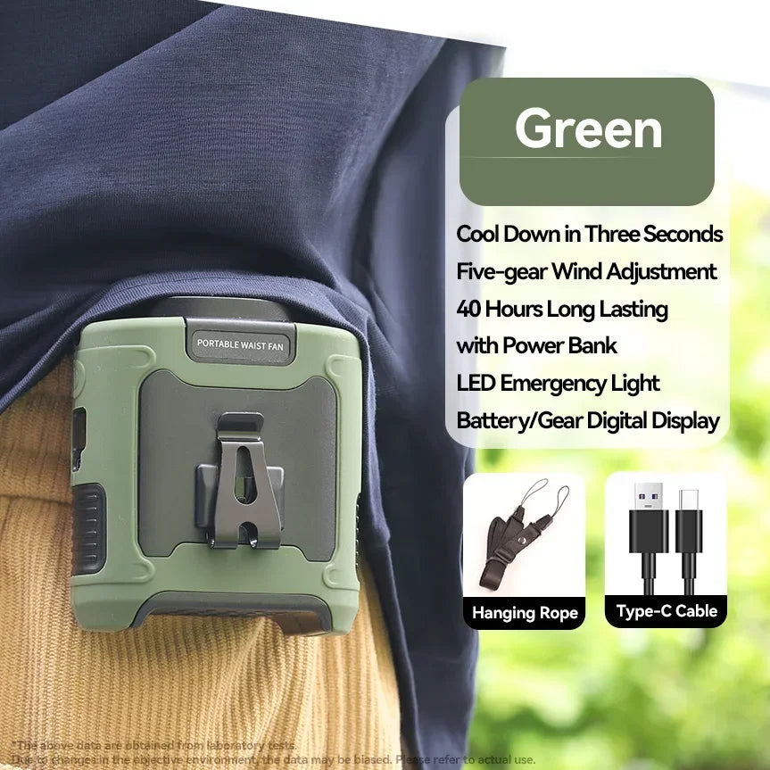 Portable Waist Fan Hanging Neck Waist Clip Fan for Outdoor Sport USB