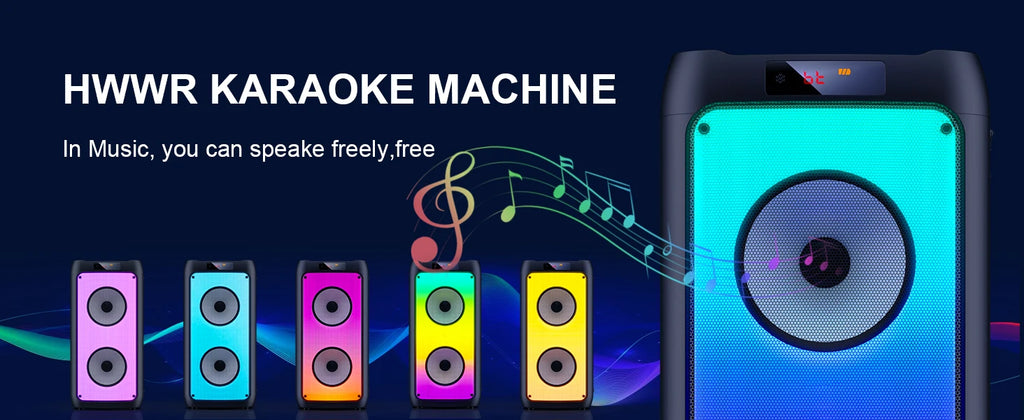 Wireless Bluetooth Speaker, Karaoke Machine with 2 Microphone, Home