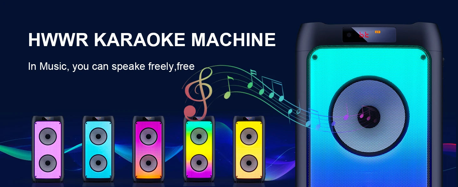 Wireless Bluetooth Speaker, Karaoke Machine with 2 Microphone, Home