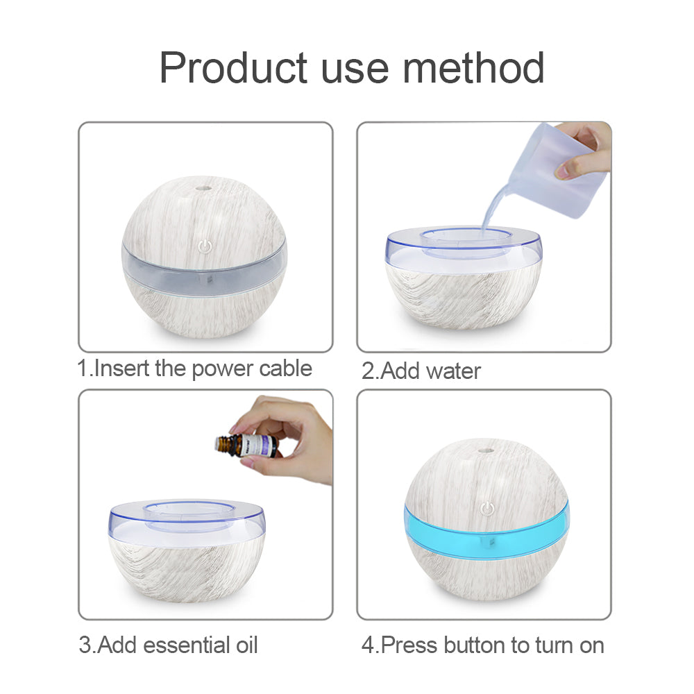 Space Saving 300ml USB Humidifier 7 LED Light Therapy Modes Pre Filt