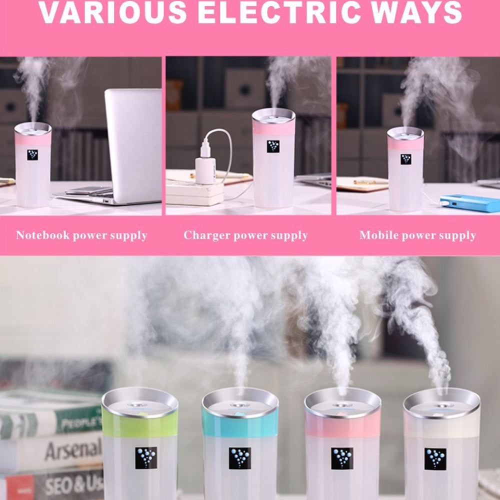 300ml USB Aromatherapy Humidifier 2 Colors Mini Cup Body Diffuser wi